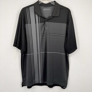 NIKE Golf Polo Mens XXL Black Charcoal Grey 1972 Plaid Dri-FIT Performance